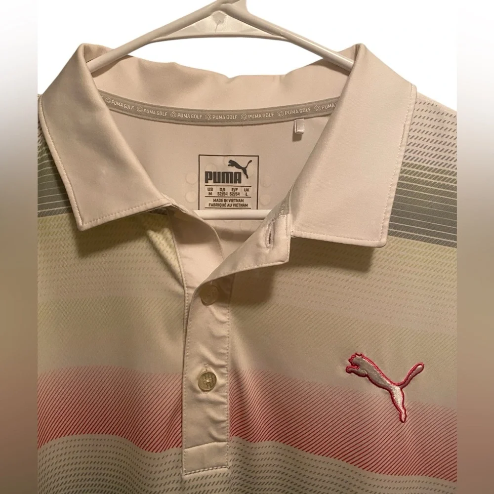 Puma Men's Striped‎ Polo Shirt - Size Medium. Good condition - Picture 2 of 6
